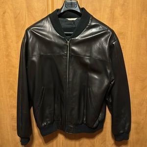 Black leather bomber jacket (large men’s made in Canada)
